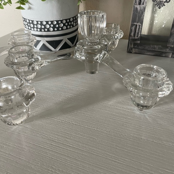 Set Of 2 Cambridge Elegant Depression Glass Candle Holders 3 large Arm Vintage - Picture 2 of 7